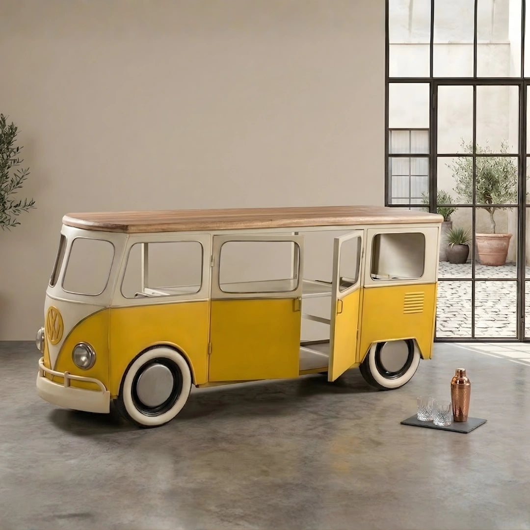 Vintage peace van bar cabinet with storage shelves and unique retro design by Foxfurn