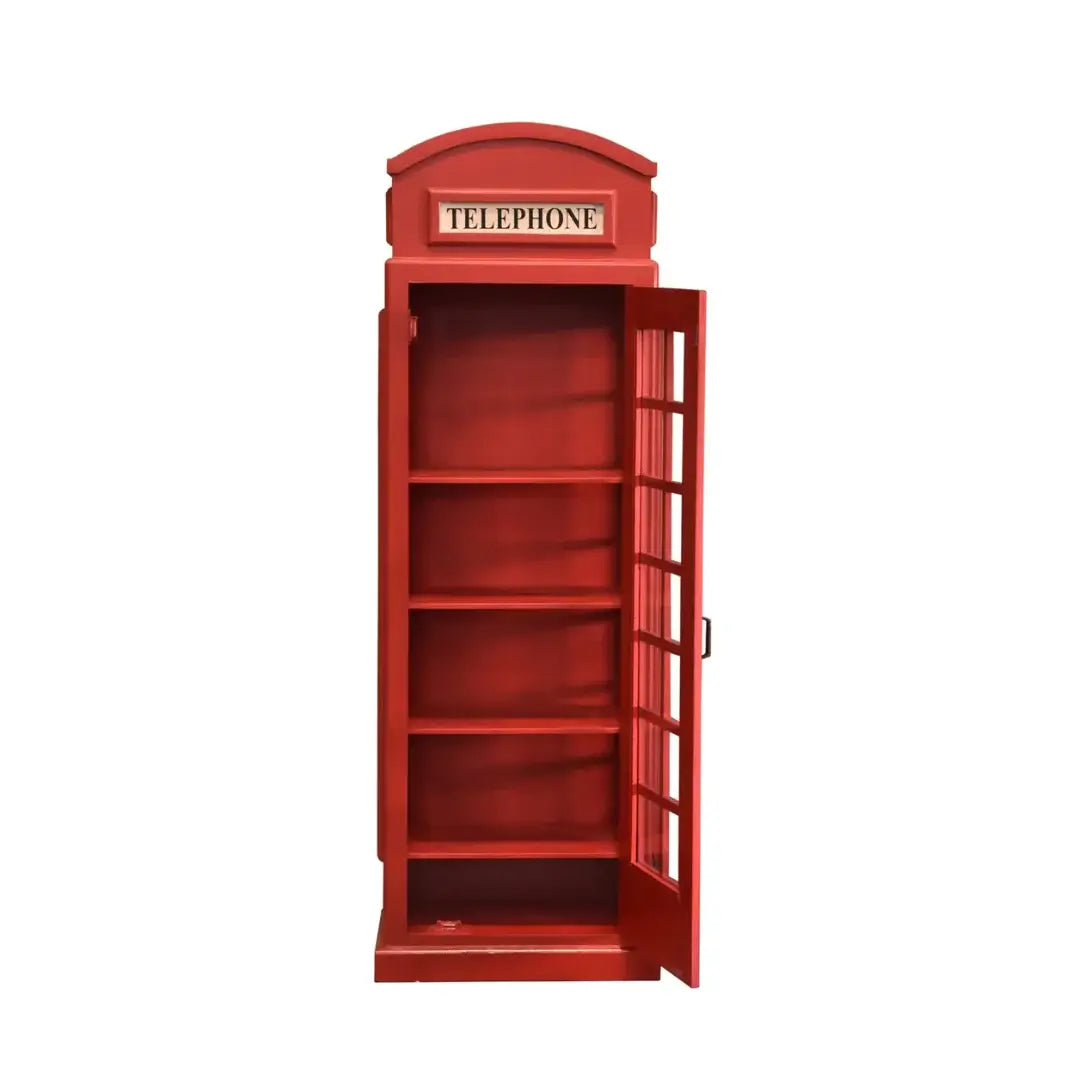 Unique industrial telephone cabinet bookshelf with rustic finish