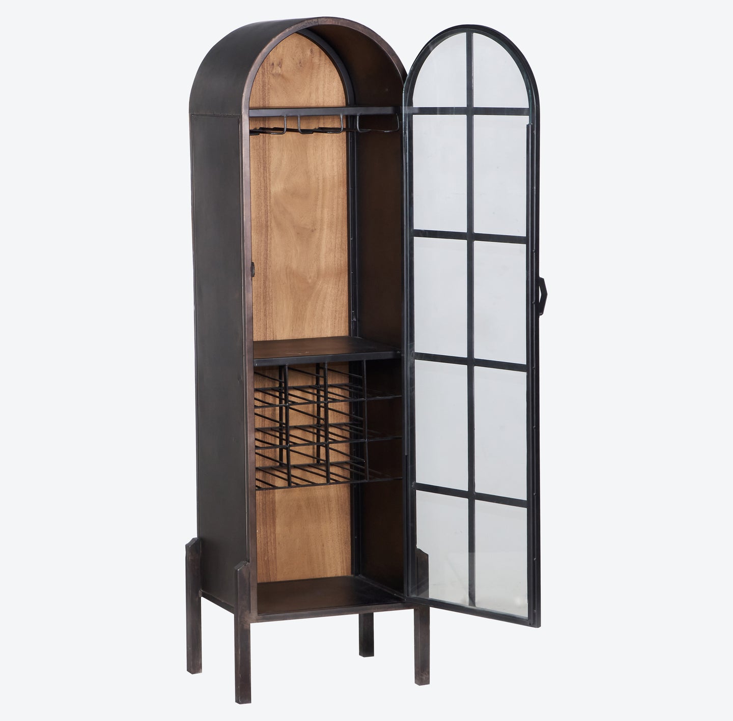 Roman style bar cabinet with spacious storage, wooden finish and elegant design for modern home bars by Foxfurn