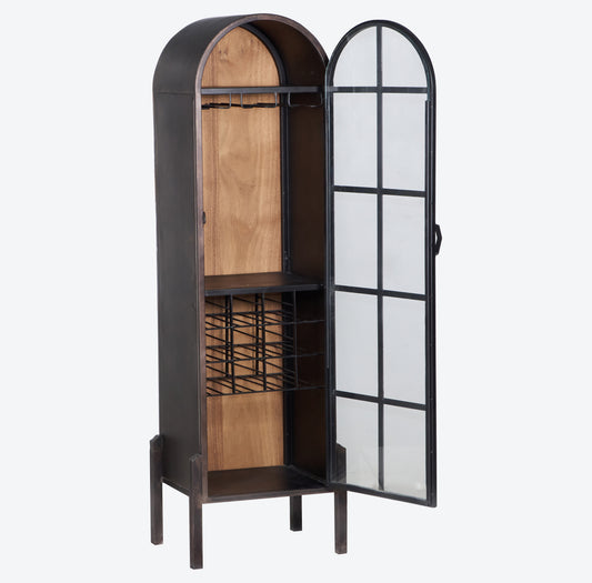 Roman style bar cabinet with spacious storage, wooden finish and elegant design for modern home bars by Foxfurn