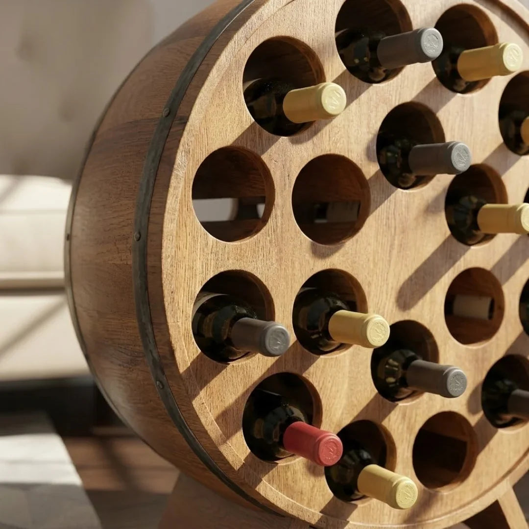 Round Barrel Bar Unit-LVW-24 wooden home bar cabinet