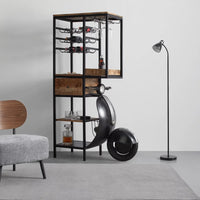 Vintage scooter design wall shelf with wooden storage compartments for stylish home decor by Foxfurn