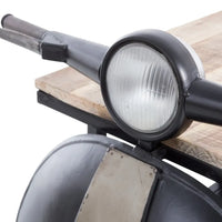 Mini scooter bar counter with storage featuring vintage design, wooden finish and bottle holder by Foxfurn