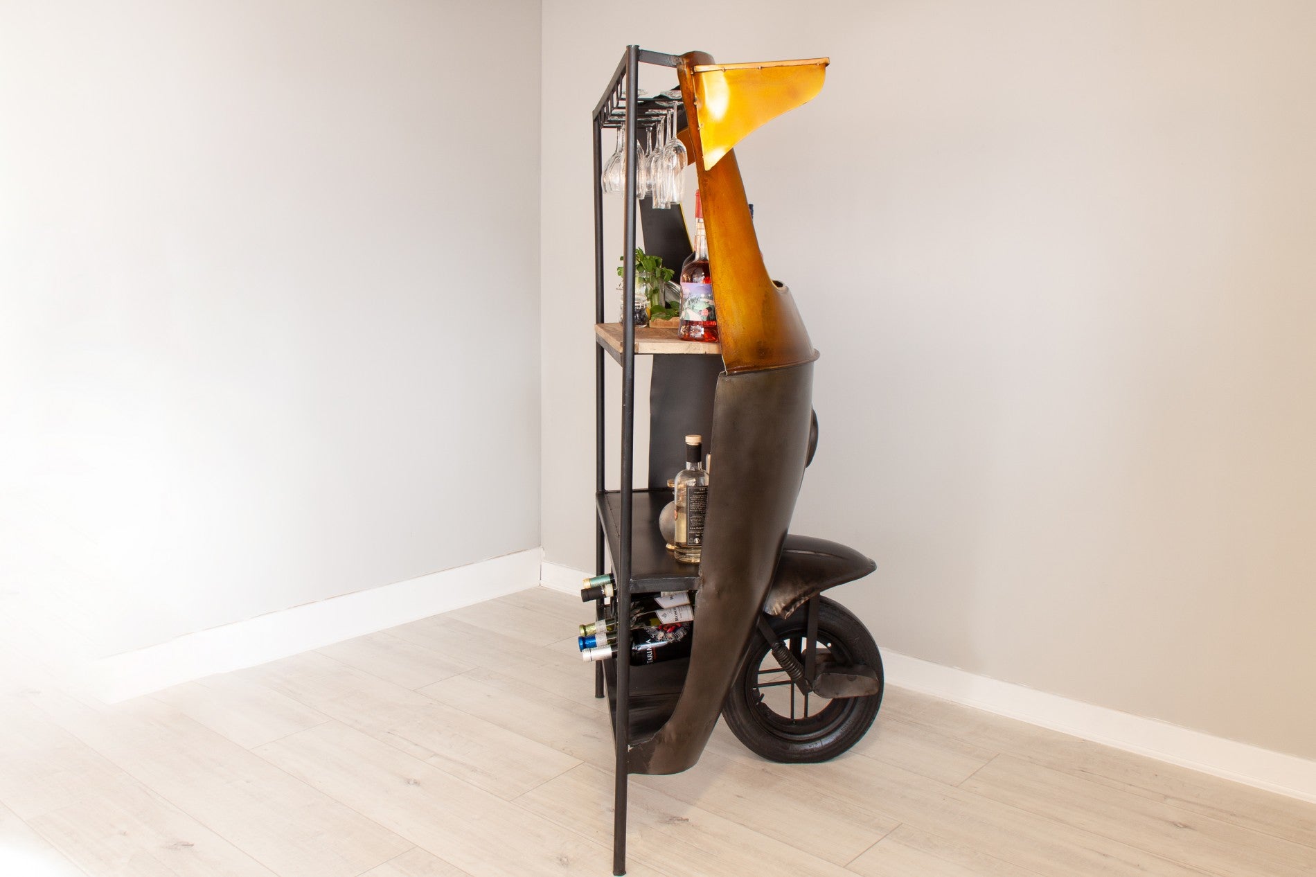 Tuk-tuk inspired indoor bar with modern elements