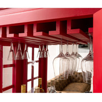 Vintage telephone booth bar cabinet with wooden finish and storage shelves for home bar setup by Foxfurn