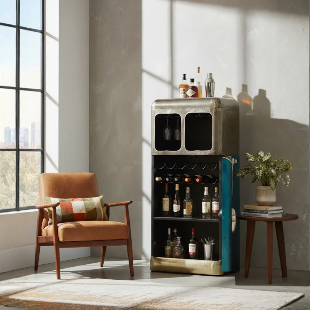 Handcrafted Kombi storage bar cabinet by Foxfurn