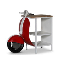 Mini scooter bar counter with storage featuring vintage design, wooden finish and bottle holder by Foxfurn