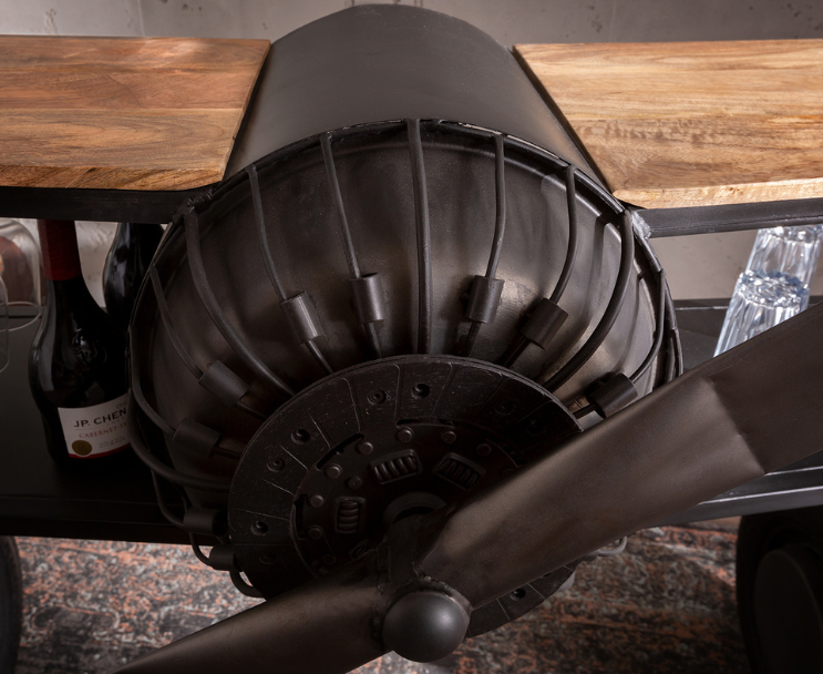 Vintage airplane propeller bar cabinet