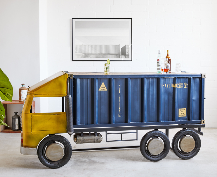 bar counter with storage of bottles and glasses