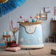 Vintage automobile bar counter for home with wooden finish, storage shelves and stylish design by Foxfurn