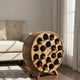Industrial style round barrel bar cabinet for home bar setup