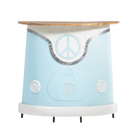 Luxury vintage car style bar counter for home with bottle storage, wooden top and unique automobile design