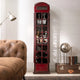 Vintage telephone booth bar cabinet with storage shelves, wooden finish, and unique design by Foxfurn India