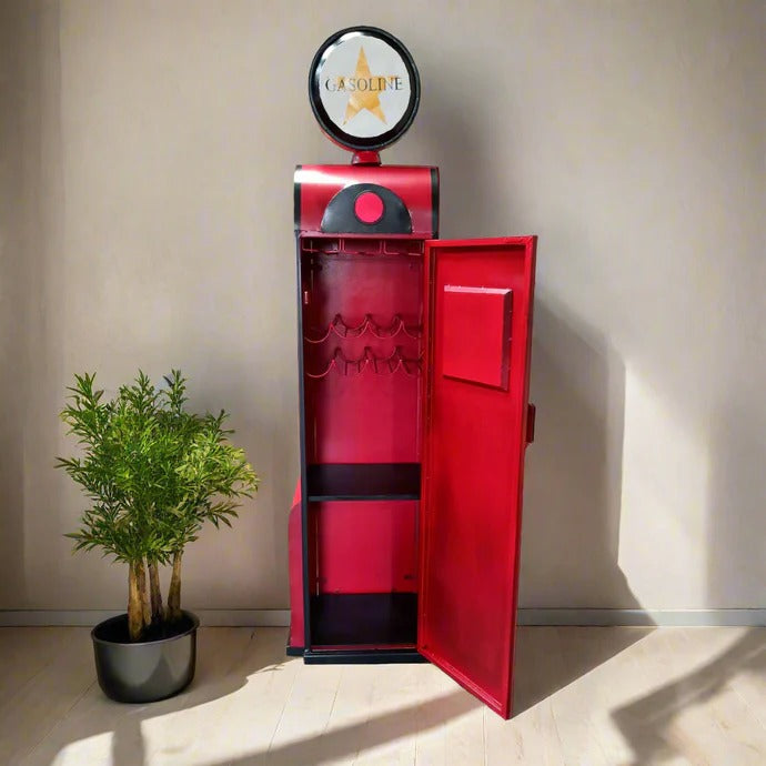Gas Pump Bar Cabinet – Red Shelf Version – LTT-13