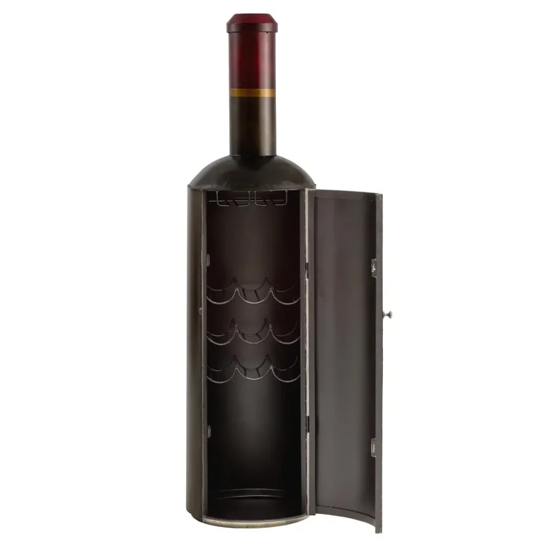 Wooden wine storage cabinet with multiple shelves for bottles and glasses, perfect for stylish home bar setup