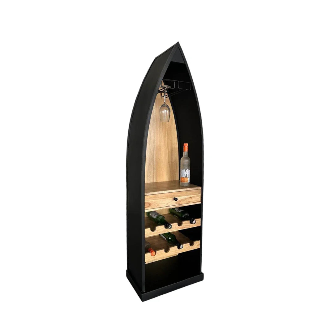 Unique handcrafted boat bar cabinet for luxury interior design