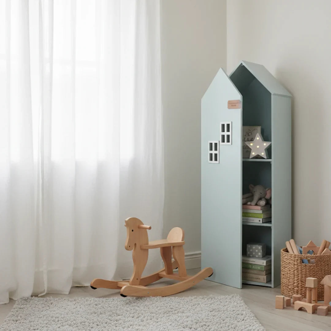 Stylish wooden house bookshelf for bedroom and living room