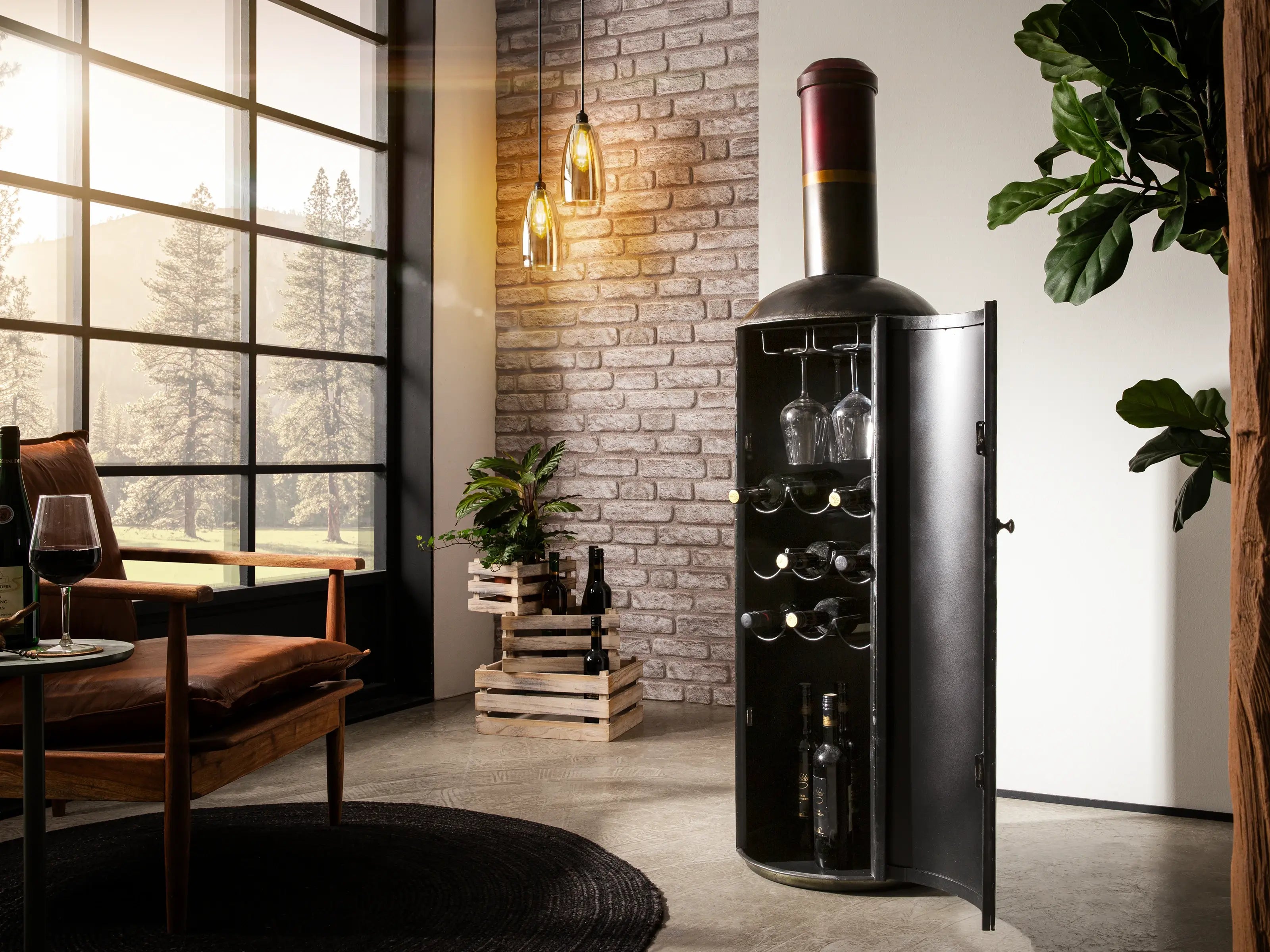wine bottle cabinet with storage