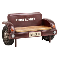 Vintage car bench seat furniture with metal body and cushioned seating, stylish automotive design by Foxfurn