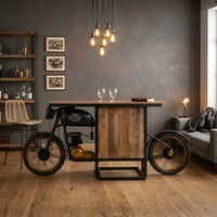 TMPH bike counter LMB-229 industrial style bar furniture with metal frame and wooden top by Foxfurn