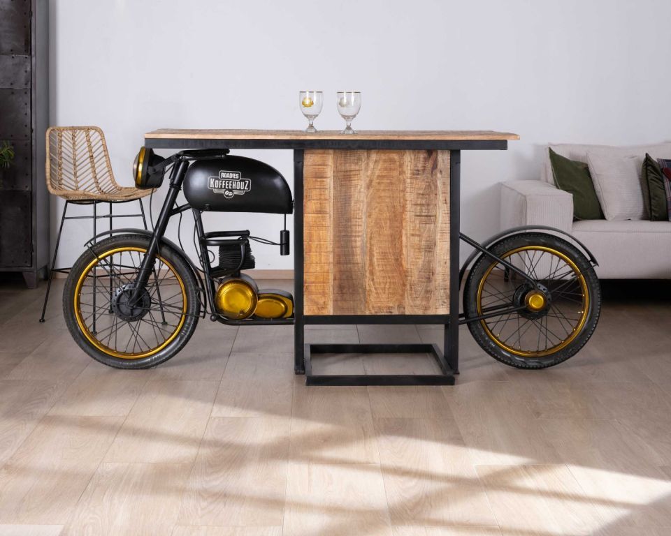 bike themed bar console table