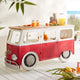 Mini bus style bar counter with storage shelves, wooden finish and unique design by Foxfurn