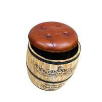Rustic wooden barrel stool with sturdy design, perfect for home bar seating and vintage style interiors
