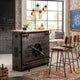 Alt Text: Vintage camera style bar counter with wooden finish and storage shelves, handcrafted by Foxfurn for home bars
