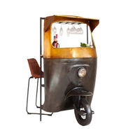 Modern tuk tuk bar counter with storage and unique automobile design handcrafted by Foxfurn
