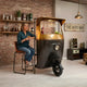 Modern tuk tuk bar counter with storage and unique automobile design handcrafted by Foxfurn
