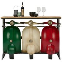 Parked scooter bar counter with wooden top and storage shelves, vintage design by Foxfurn LSC-01